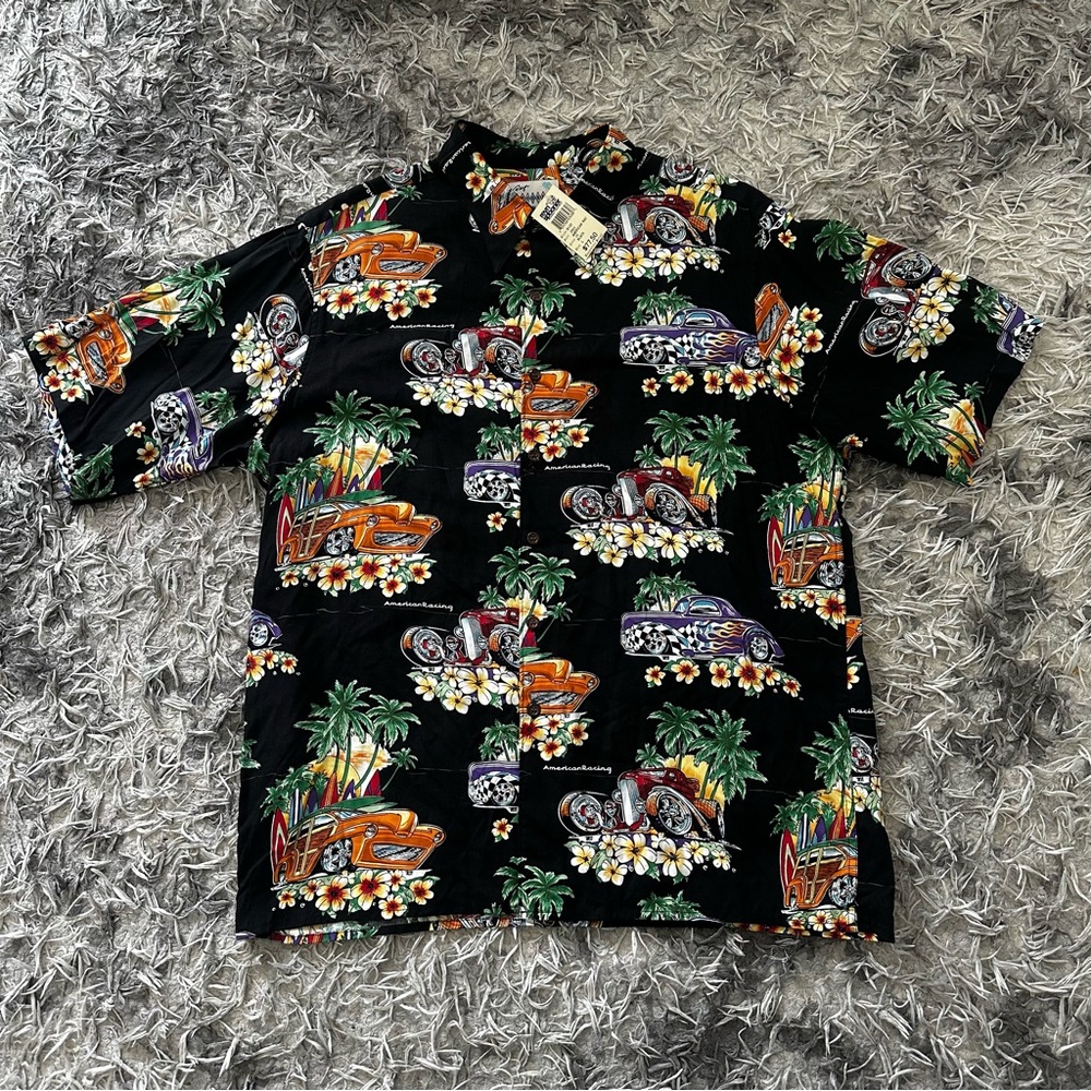 Reyn Spooner Hawaiian Shirt Size L Mens Spun Rayon Hot Rod American Classics-NWT